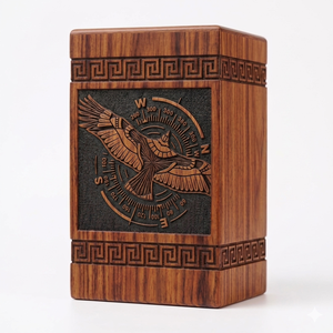 Handmade Wooden Cremation Urn Decorative Human Ashes Memorial <b>Box</b> <b>Brown</b> Pine Wood Keepsake Casket for Remembrance - Product Image 1