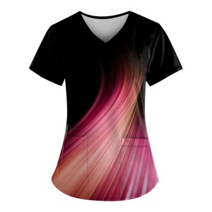 Blouses d'hôpital imprimées, mignonnes et professionnelles, unisexes, en tissu doux tricoté polyester/coton pour un confort tout au long de la journée - Product Image 3