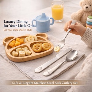 Juego de Cubiertos para Niños de Acero Inoxidable, Libre de BPA, Cuchara, Tenedor y Cuchillo |   Vajilla Duradera, Ecológica y Resistente a la Oxidación |   Plata - Product Image 3