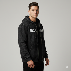 Superior Quality Cheap Price black Zipper Hoodie <b>Zip</b> <b>up</b> <b>Jacket</b> Acid Wash Vintage Washed Men Fleece Streetwear Hoodie - Product Image 4