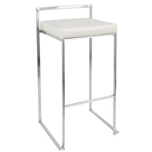 เก้าอี้บาร์แบบซ้อนได้รุ่นฟูจิร่วมสมัยจากฟูจิชุดหนังเทียมสีขาว 2 ตัว - Product Image 2