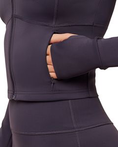 Chaqueta de yoga para mujer con cintura ajustada, cremallera completa, cuello alto, orificios para los pulgares, ajuste ceñido, transpirable, top de gimnasio estilo Lulu viral, ropa deportiva. - Product Image 6