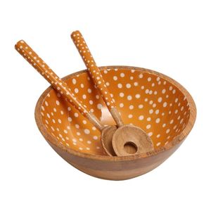 Bol en bois d'acacia au design de luxe tendance, style unique, pour salade ou fruits, avec cuillères - Product Image 2