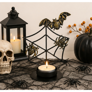 Custom Handmade Vintage Style Iron Spiderweb Tealight Stand Desktop Ornament for Halloween Themed Home <b>Bar</b> Party Decoration - Product Image 2