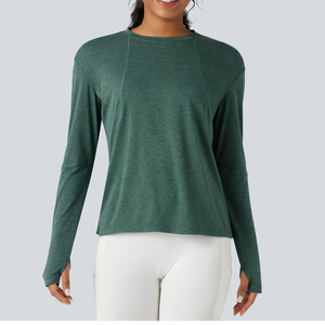 Camiseta Deportiva de Manga Larga para Mujer, Secado Rápido, Transpirable, para Yoga, Adelgazante, Fitness, 100% Poliéster Ecológico, Tallas Grandes - Product Image 1