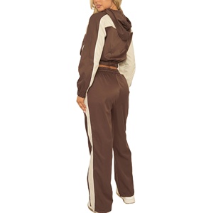 Custom Nylon Tracksuit Waterproof Windbreaker Ladies OEM Crop <b>Hoodie</b> Gym Workout Tracksuit For Women's - Product Image 5