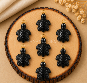 Pendentif en Onyx Noir Sculpté en Forme de Tortue 18mm pour la Fabrication de Bijoux, Colliers Artisanaux, Breloques Animaux, Fournitures en Gros - Product Image 5
