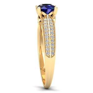 REYES Premium Quality 925 Sterling <b>Silver</b> GRA Certified Moissanite <b>Solitaire</b> <b>Ring</b> Round Cut Blue Sapphire Gemstone Fine Jewelry - Product Image 3