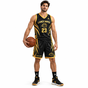 Conjunto de Uniforme de Baloncesto Dorado Premium, Jersey y Pantalones Cortos Personalizados para Equipo, Tela Transpirable de Alto Rendimiento, Ropa Deportiva Profesional para Hombre - Product Image 2