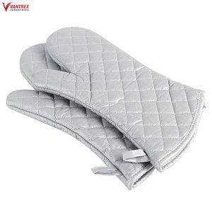 Cotton Midcentury Modern Woven Heat-resistant Oven Mitts Long-cuff Anti-scald <b>Silicone</b> Lining Durable Kitchen Gloves <b>Baking</b> - Product Image 3