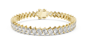 Pulsera de tenis clásica con diamantes cultivados en laboratorio de 7.5 quilates con corte esmeralda, engastada en oro rosa de 18 quilates, para uso diario, bodas o compromisos, para ella. - Product Image 6