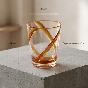 [Holar] Taiwan Made Vintage Amber Swirl Stripes Design Reusable Shatterproof 15oz <b>Plastic</b> <b>Cups</b> for Outdoor Party Poolside - Product Image 3