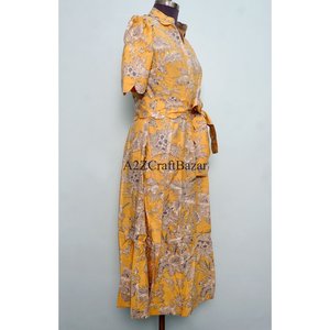 Robe longue artisanale en coton indien pour femmes et filles, imprimé floral, chemise de nuit maxi douce et confortable avec ceinture, vente en gros - Product Image 5