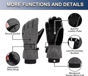 Guantes de Esquí Térmicos PUNCHIN SPORTS, Material Softshell, Cierre con Cordón, Unisex, para Invierno, Escalada en Hielo - Product Image 4