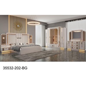 Modern Bedroom Set Queen Size MDF Furniture <b>With</b> Tufted Headboard And <b>Mirror</b> <b>Wardrobe</b> 35532-109 - Product Image 2