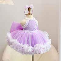 Robe de bébé en dentelle brodée 17 Nhung Nguyen avec nœud décoratif au dos, robe de princesse en tulle moelleux pour occasions spéciales