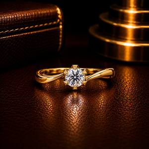Anillo de Boda Moderno de Oro Puro de 14K con Diamante Cultivado en Laboratorio de Corte Redondo, Anillo Abierto Tipo Bypass, Anillo de Compromiso Solitario Moderno para Mujer - Product Image 1