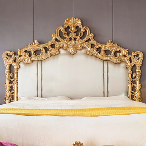 Livraison Gratuite Kiky Home Furniture BD-LUX04 Ensemble de Chambre à Coucher de Luxe en Bois Massif Acajou Doré, Lit King Size Sculpté à l'Occidentale, Style Européen - Product Image 3