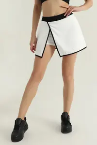 Jupe taille haute pour femme au design élégant, style décontracté, imprimé soleil, couleurs unies, en polyester économique avec fermeture élastique à la taille - Product Image 2