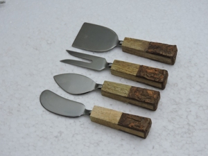 Stainless Steel Cheese Utensil <b>Set</b> 4 Piece Wood Handle Serving Tools <b>Hand</b> <b>Wash</b> Only - Product Image 5