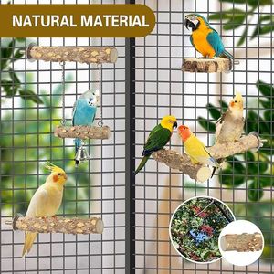 4 pièces de perchoirs en bois naturel pour oiseaux, fournitures pour oiseaux - Product Image 3