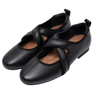 Ann'S Women Black Genuine Lambskin Slip-On X-Strap Ballet Flats Mary Jane Padded Insole Arch Support Comfortable Casual <b>Shoes</b> - Product Image 1