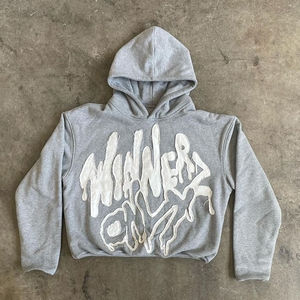 Sweat à capuche personnalisé OEM grande taille pour homme, coupe décontractée, broderie lettres vieillies, écologique, style vintage, idéal hiver - Product Image 3