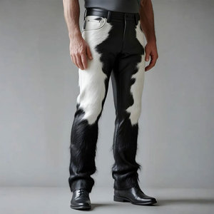 <b>Men's</b> Premium Quality Heavyweight High Waist Loose Cowhide <b>Leather</b> <b>Pant</b> New Arrival Comfortable Stylish Design - Product Image 1