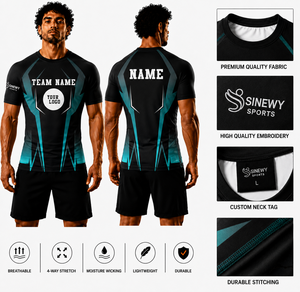 เสื้อรัดรูปซับลิเมชั่นแบบสั่งทำสำหรับผู้ชาย SINEWY SPORTS เสื้อคอมเพรสชั่นระบายอากาศ แห้งเร็ว เหมาะสำหรับฝึกซ้อม MMA และกีฬาต่างๆ - Product Image 1