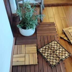 High Quality Modern Dual Lock Interlocking <b>Square</b> Outdoor Deck Tiles Wood Grain 300x300mm Waterproof Fireproof <b>Pool</b> Workshop - Product Image 1