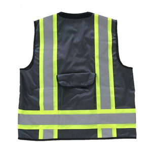 Gilet de sécurité noir haute visibilité avec bandes réfléchissantes, multi-poches, pour travaux de construction, gilet d'arpenteur haute visibilité, vente en gros B2B - Product Image 6