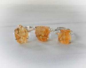Genuine Citrine <b>Ring</b> Sterling Silver Adjustable Raw Gemstone <b>Ring</b> November Birthstone Jewelry Elegant Gift For Her - Product Image 2