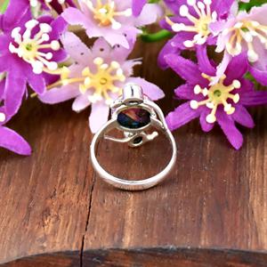 Belle bague en turquoise rose nacré, pierre précieuse, argent sterling 925, style bohème, faite à la main, bijoux fins pour femmes - Product Image 6
