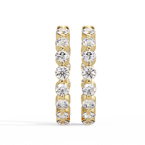 Premium Inside Out Hoop <b>Earrings</b> 14K Solid Gold Lab Grown Diamond VVS VS CVD HPHT Diamond Huggie Hoops Anniversary <b>Fine</b> Jewelry - Product Image 2
