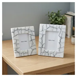 Handmade Stone Photo <b>Frame</b> Rectangular Vertical Tabletop Decorative Picture <b>Frame</b> <b>White</b> Agate quartz Modern Home Display - Product Image 5