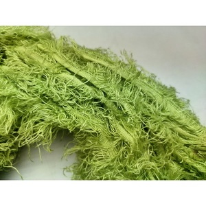 100% <b>Linen</b> <b>Yarn</b>-Frizz Ribbon Sheen Green Strip for Weaving Textile Art & Crafts - Product Image 3