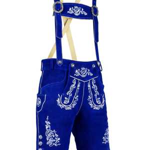 Pantalones cortos bávaros de cuero azul para hombre, bordados, tallas europeas 46 a 60 - Product Image 1