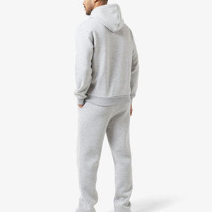 Ensemble de survêtement gris pour homme, couleur unie, manches longues, en coton léger, décontracté, avec pantalon de jogging et poches latérales, cordon de serrage, séchage rapide - Product Image 1