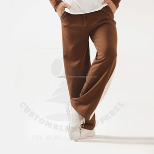 Nouveauté Pantalon de jogging baggy pour homme 100% Coton avec empiècements latéraux, coupe droite, style décontracté, personnalisable OEM, modèles vierges en gros - Product Image 2