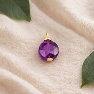 Pendentif rond en quartz aigue-marine plaqué or, serti clos, pierre précieuse facettée, élégant connecteur de bijoux fait main, vente en gros - Product Image 3