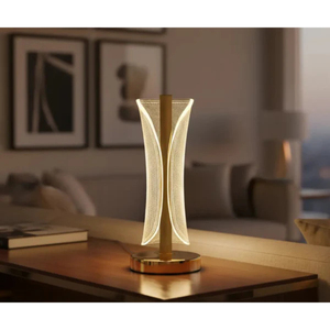 Lampe de table LED en cristal au design unique, prix d'usine en gros, avec double abat-jour en acrylique pour la décoration de chambre et de bureau - Product Image 4