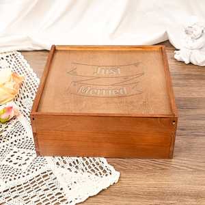 Khadim Handicrafts Classic Wooden Wedding Invitation Box Custom Embossed Engraving <b>USB</b> 2.0 <b>Flash</b> <b>Drive</b> Gift Organizer for Bride - Product Image 2