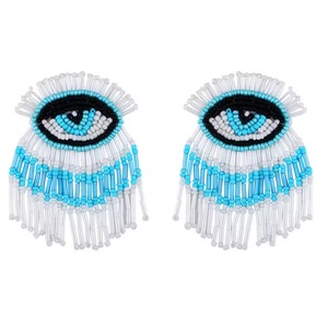 Halloween Skull Seed Bead Fringe <b>Post</b> <b>Earrings</b> Beads Embellished Hand Crafted Parrot Stud <b>Earrings</b> from the brand BaubleBar - Product Image 5