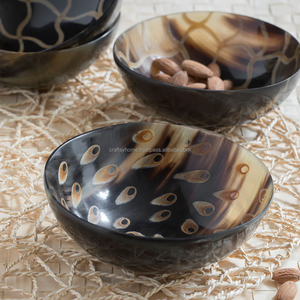 Handcrafted Polished Buffalo Horn Bowls Unique Nature-Inspired Nautical <b>Tableware</b> Carved Animal Agate for Home Restaurant OEM - Product Image 6