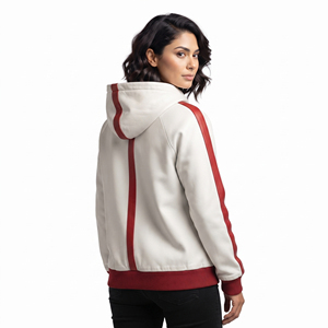 Sudadera con capucha de cuero para mujer, estilo urbano, con bolsillo frontal, manga larga - Product Image 2