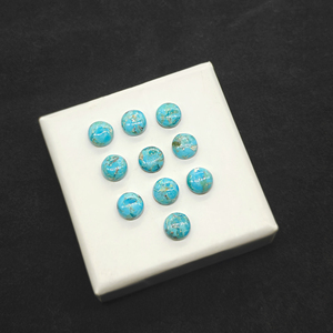 Vente en gros de bijoux en turquoise naturelle de Kingman, cabochons ronds de 8 mm, pierres précieuses calibrées, pour la création de bijoux et accessoires DIY - Product Image 3