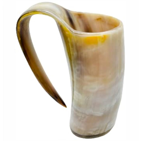 <b>Black</b> <b>polished</b> ox horn drinking mug viking style beer tankard cup vessel, available at wholesale prices. - Product Image 6