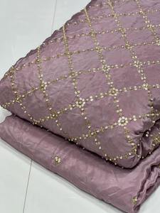 Tissu brodé perlé Dobby 100% soie pour robes de mariée, dentelle et vêtements pour filles - Fournisseur et fabricant sur mesure - Product Image 3
