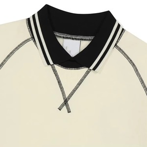 Polo en maille à manches longues pour homme, couleur unie, style décontracté, avec bordure noire sur le col, les poignets et le bas du vêtement - Product Image 6