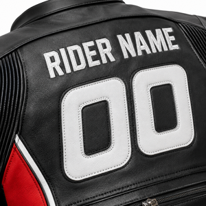 Custom Team Name-Number One-Piece Leather Motorcycle <b>Suit</b> | Black <b>Red</b> | Winter Printed | OEM ODM Manufacturer | Premium Design | - Product Image 4